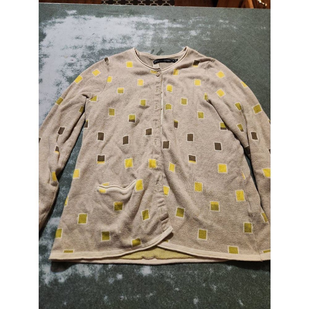 Gudrun Sjoden Geometric Button Down Sweater  100% Organic Cotton cardigan sz Sma